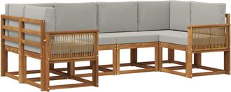 vidaXL Conjunto De Sof&aacute;s De Exterior 6 Uds. Natural Y Gris Claro Vidaxl