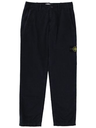 Stone Island Black Straight-Leg Logo Cotton Pants
