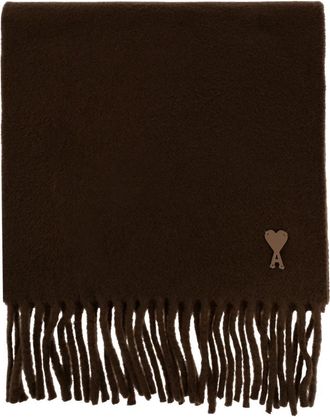 Ami Sciarpa in lana con patch Ami de Coeur - - Accessories - unisex - Marrone - ONE SIZE