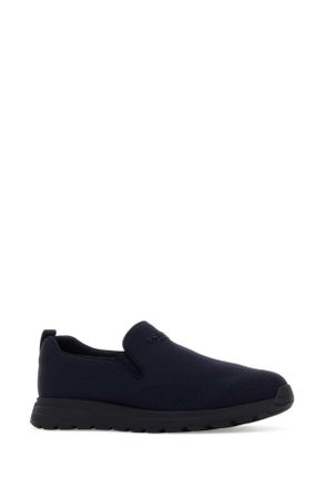 Prada Mens Dark Blue Jersey Slip Ons Blu Sneaker