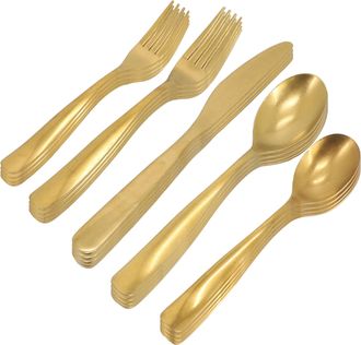 Gibson Home Hulton 20 Piece Stainless Steel Flatware Set in Matte Gold