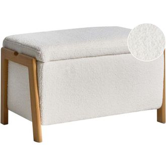 Beliani Panca con contenitore Rivestimento in tessuto boucl&egrave; bianco Edland