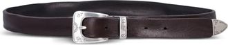 Fabrizio Mancini Cintura in pelle con fibbia incisa - Marrone