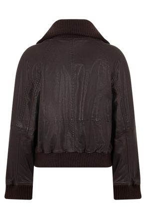 Pinko Sheep Leather with Knit Inserts Leather Jacket - Brown