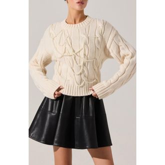 ASTR the Label Pennina Cable Sweater in Cream at Nordstrom Rack, Size X-Small