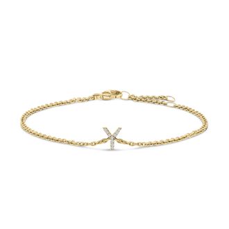 House of Brilliance 10K Gold Diamond Accent A-Z Initial Charm and Link Bracelet