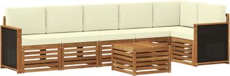 vidaXL Conjunto De Sof&aacute;s De Exterior 6 Uds. Natural Y Crema Vidaxl