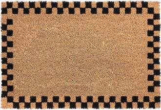 Beliani Felpudo De Fibra De Coco Antideslizante 60 X 90 Cm Con Base De Pvc Motivo Liso Beige/negro Sagada
