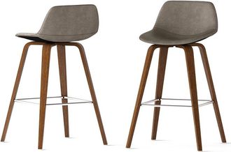 Simpli Home Set Of 2 Randolph Mid Century Modern 28In Bentwood Counter/ Bar Height Stools