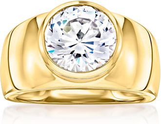 Ross-Simons Bezel-Set CZ Ring in 18kt Gold Over Sterling