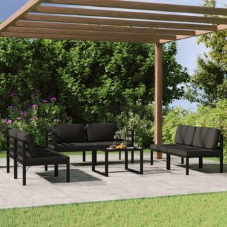 vidaXL Set Muebles De Jard&iacute;n 7 Pzas Y Cojines Aluminio Gris Antracita Vidaxl