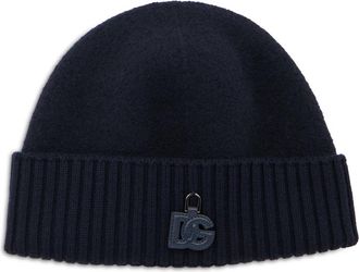 Dolce & Gabbana Gebreide muts - Heren - Hoeden - Blauw - ONE Size - Wol - Accessoires