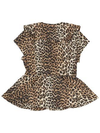 Ganni Animal Print Organic Cotton Sleeveless Shirt - Multicolor