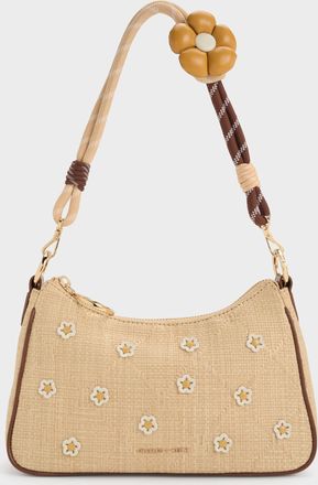 Charles & Keith Philomena Raffia Flower Crossbody Bag