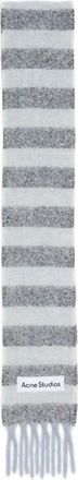 Acne Studios stripe-pattern fringed scarf - Grey