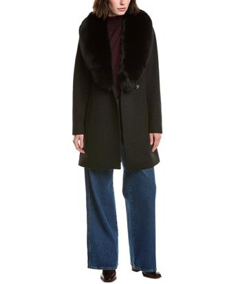 Sofiacashmere Short Wool-Blend Coat