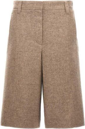 Brunello Cucinelli Sand Wool Tailored Bermuda Shorts, Brand Size 44 (US Size 10)