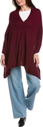 Amicale Cashmere Button Shoulder Cashmere Poncho