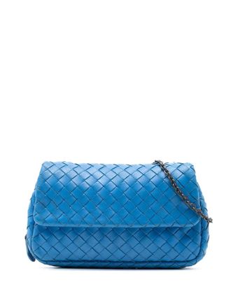 Bottega Veneta 2012-2025 Mini Nappa Intrecciato Expandable Chain Flap crossbody bag - women - Nappa Leather - One Size - Blue