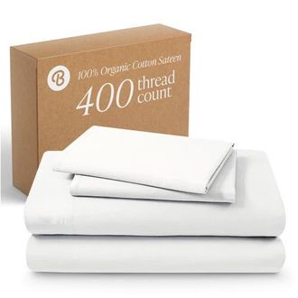 Bare Home 400 Thread Count Organic Cotton Sateen Sheet Set in White at Nordstrom, Size California King