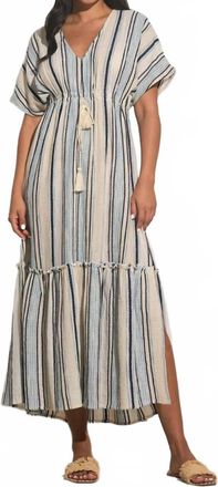 Elan Danica Maxi Dress In Natural Blue Stripe