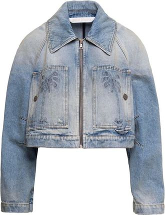 Palm Angels Cropped Denim Jas - Dames - Spijkerjassen - Blauw - M - Denim - Jassen