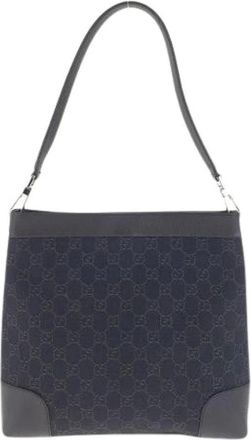 Gucci Pre-owned Shoulder Bags, female, Blue, Size: ONE SIZE Pre-owned GG Canvas Leather Shoulder Bag