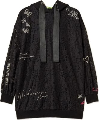 Twin-Set Hoodie met kant - Zwart