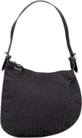 Fendi Pre-owned Shoulder Bags, female, Black, Size: ONE SIZE Pre-owned Canvas Shoulder Bag
