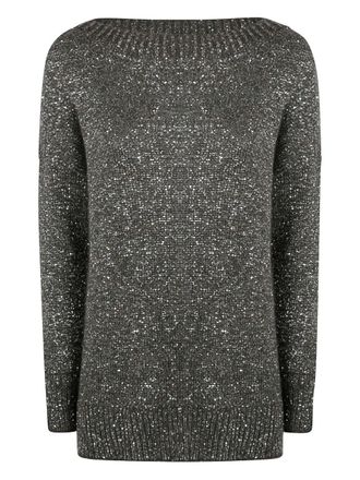 D.exterior D. EXTERIOR Boatneck Sequins Soft Long Sweater
