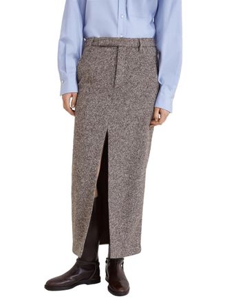 Brunello Cucinelli Virgin Wool & Silk Blend Pencil Skirt - Brown