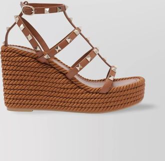 Valentino Garavani sandals with woven wedge heel and studded straps