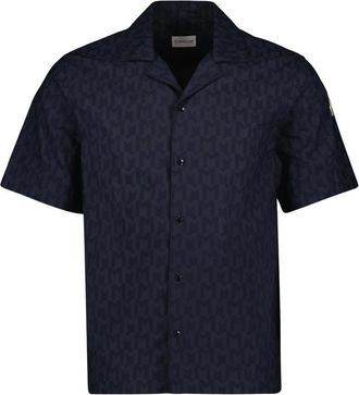 Moncler Short Sleeve Shirts, male, Blue, S, Short Sleeve Shirt