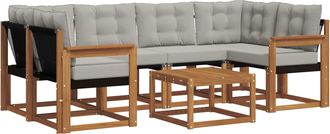 vidaXL Conjunto De Sof&aacute;s De Exterior 7 Uds. Gris Natural Y Claro Vidaxl