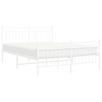 Berkfield Home Metal Bed Frame with Headboard & Footboard White 140x190 cm