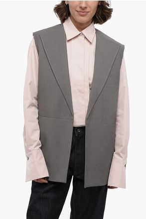 Jil Sander Gilet Buttonless in Misto Lino con Dettagli a Taglio Vivo taglia 44