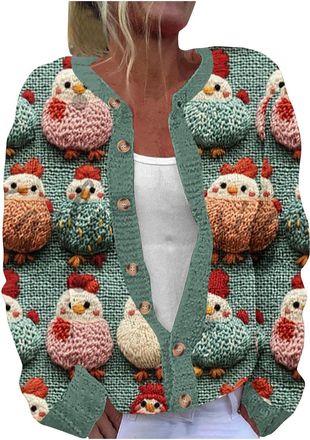 Generic Christmas Cardigan for Women Lightweight Long Sleeve Xmas Sweater Fall Open Front Cardigans Sweaters Casual Button Down Shirts Plus Size Christmas Kni