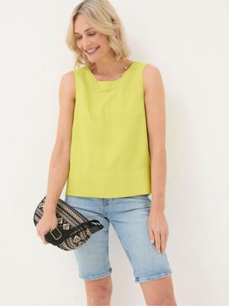 Fat Face FatFace Aditi Green Linen Blend Top