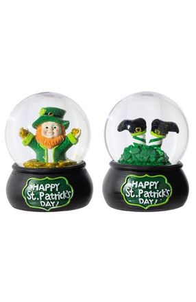 Glitzhome Set of 2 65mm St. Patricks Resin Leprechaun Waterglobes in Green at Nordstrom, Size Medium