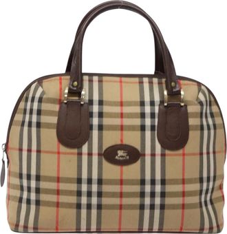 Burberry Nova Check Beige Canvas Handbag (Pre-Owned)