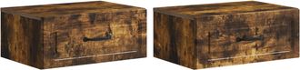 vidaXL Mesita De Noche De Pared 2 Uds. Roble Ahumado 49 X 34,5 X 20 Cm Vidaxl