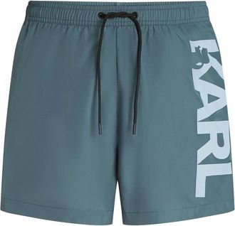 Karl Lagerfeld logo-print swim shorts - Blue