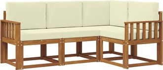 vidaXL Conjunto De Sof&aacute;s De Exterior 4 Uds. Natural Y Crema Vidaxl