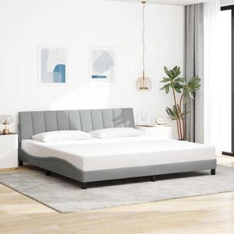 vidaXL Cama Sin Colch&oacute;n Tela Gris Claro 200x200 Cm Vidaxl