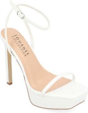 Journee Collection Telilah Strappy Platform Sandal in White at Nordstrom Rack, Size 9.5