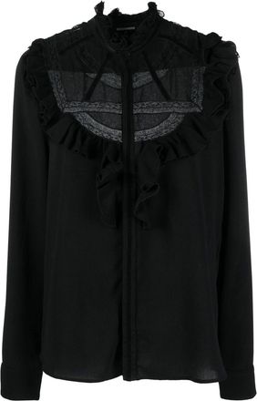 Dsquared2 ruffled long-sleeved blouse - women - Polyester - 38 - Black