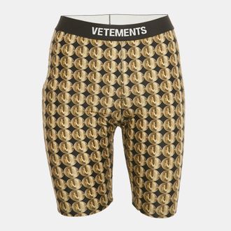 VETEMENTS Yellow/black Coin Print Jersey Biker Shorts