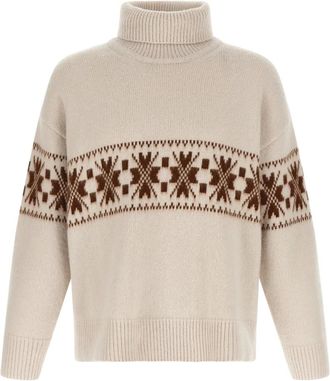 Kiton Pullover met hoge hals - Dames - Coltruien - Beige - XS - Wol - Truien & Vesten