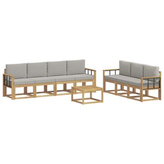 vidaXL Conjunto De Sof&aacute;s De Exterior 8 Pcs Blanco Y Gris Claro Vidaxl