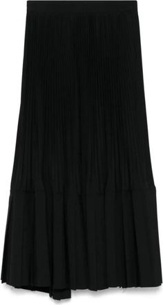 Junya Watanabe Geplooide Rok met Riem - Dames - Midirokken - Zwart - S - Wol - Rokken